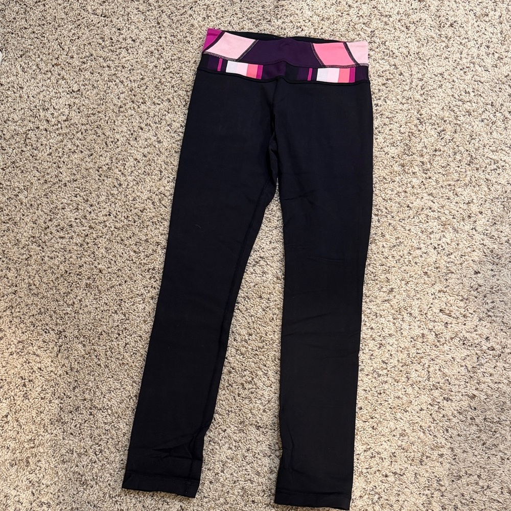 Black Leggings with Pink Waistband